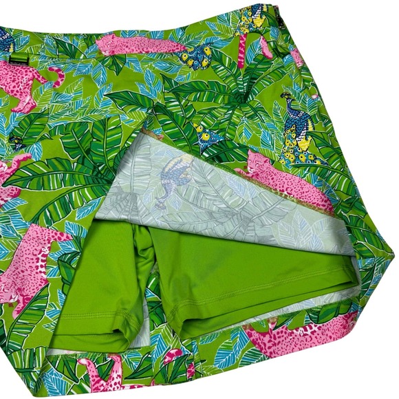 Polo Golf Ralph Lauren Pants - Polo Golf Ralph Lauren Skort Womens 8 Green Pink Tropical Leopard Statement
